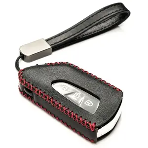 Vitodeco Genuine Leather Smart Key Fob Case Cover Protector Compatible with Volkswagen MK8 Golf GTI, ID4, Atlas, ID Buzz (2022-2026 Models) - 3-Button