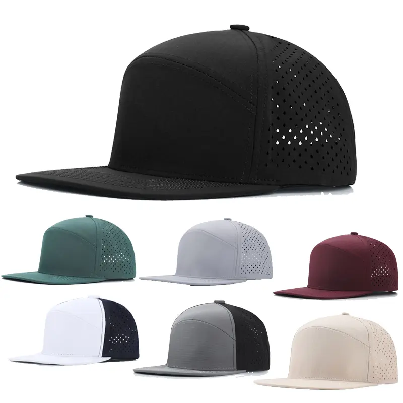 High-Quality Performance Snapback Hats - Flat Bill, Breathable Mesh, Laser Cut, Polyester Blend, Moisture-Wick for Men's Active Sports Golf Training Hat Cooling Hat