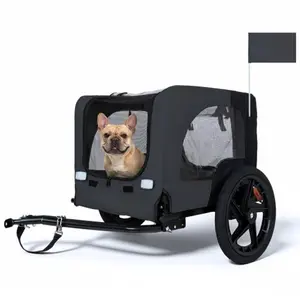 Heavy duty pet bike trailer with sixteen inch all terrain wheels and universal hitch foldable dog cargo carrier cart for outdoor bicycle travel