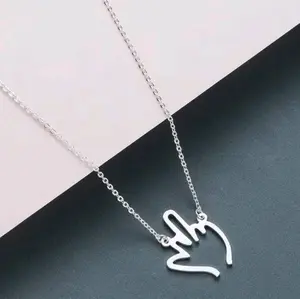 Middle Finger Necklace, Funny Necklace, Charm Necklace