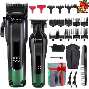 Professional LCD Display Hair Clipper Kit, 1 Set Electric Beard Trimmer for Men, Cordless Barber Clippers for Salon, USB Rechargeable Hair Trimmer Set
