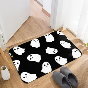 Halloween Ghost Home Entry Anti-slip Mat, Flannel Anti-slip Entry Foot Bedroom Rug, Multifunctional Mat