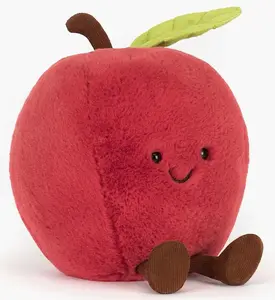 Jellycat Amuseables Apple Plush | Bright Red Fruit Stuffed Toy with Iconic Leaf Hat | Cute Teacher Gift & Healthy Living Desk Decor | Quirky Foodie Companion
