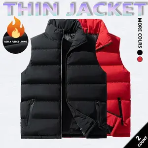2 PACK Mens Vest Jacket Warm Sleeveless Jackets Winter Waterproof Zipper Coat Autumn Stand-up Collar Casual Waistcoat Brand Clothing SpringStatements