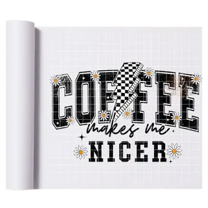 Coffee Retro Checkered Bolt DTF Transfer