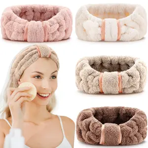 4 Pack Microfiber Headbands  Facial Headbands Makeup  bands Elastic Terry Cloth  Wrap for Women Girls Washing  Makeup Shower Yoga (Coffee, Khaki,  and White)