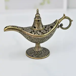 1pc of a Magical Lamp Alloy Incense Holder, an Aromatic Stand, Featuring an Elegant Design in Golden And Copper Color, with Intricate Patterns, Perfect for Home Decor