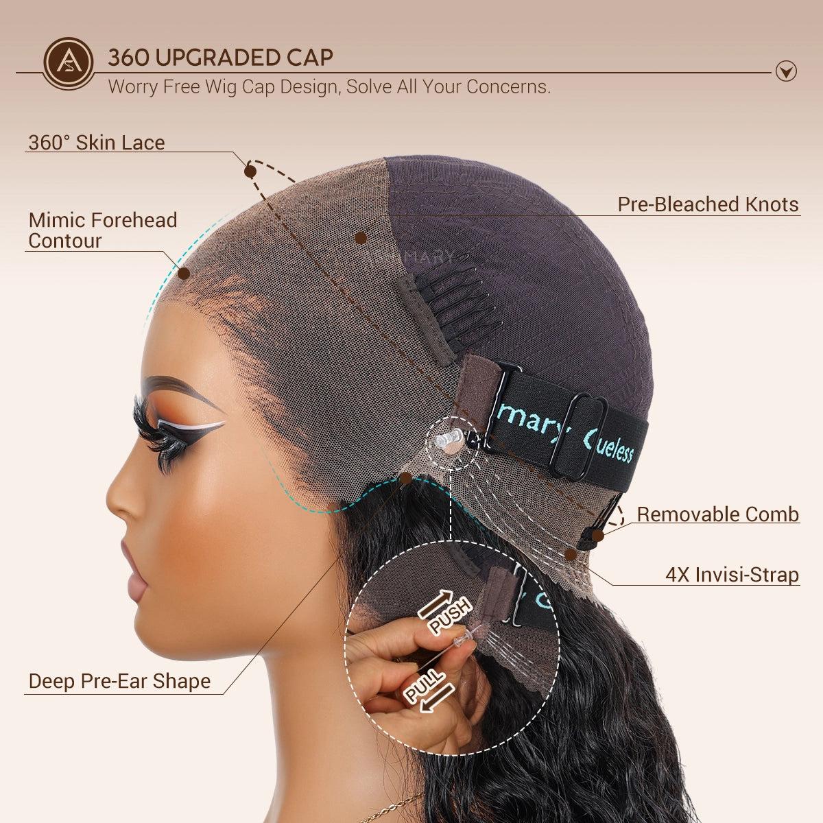 Salon Layer Cut Ginger Highlights On Brown Hair 360 Lace Frontal Invisi Strap Skin Lace Invisi Drawstring Snug Fit Body Wave Human Hair Wig SpringStatements