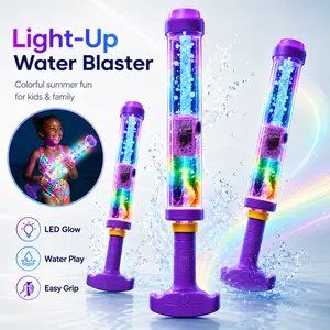 Glowing Rainbow LED Water Blaster Toy, Light Up Water Gun with Colorful LED Glow, Easy Fill Outdoor Summer Pool Toy for Kids, Easter Basket Gift, Halloween Party Favor, Christmas Gift