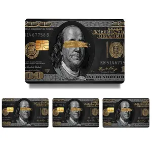 Black and Gold Benjamin Franklin Design Credit Card Skin Sticker - Elegant and Durable Card Cover for Luxurious Personalization