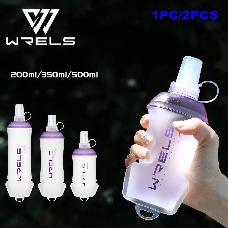 1PC WRELS 200ML/350ML/500ML purple foldable sports water bottle, Sports drinking bottle, running water bottle water bag portable water bottle Hydration Bottle suitable for outdoor sports and daily gym fitness