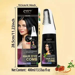 Plant Hair Dye, 13.53oz/13.54us Fl Oz Permanent Hair Dye Comb, Natural Herbal 3-in-1 Hair Dye, Waterproof And Sweat-resistant Hair Dye Comb, Suitable for Men And Women, Long-lasting Dyeing, Nourishing Hair, Suitable for Holiday Parties
