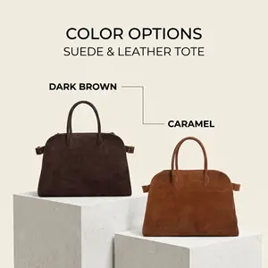 Vintage Suede Top Handle Bag for Women Large Capacity Satchel Work Bag