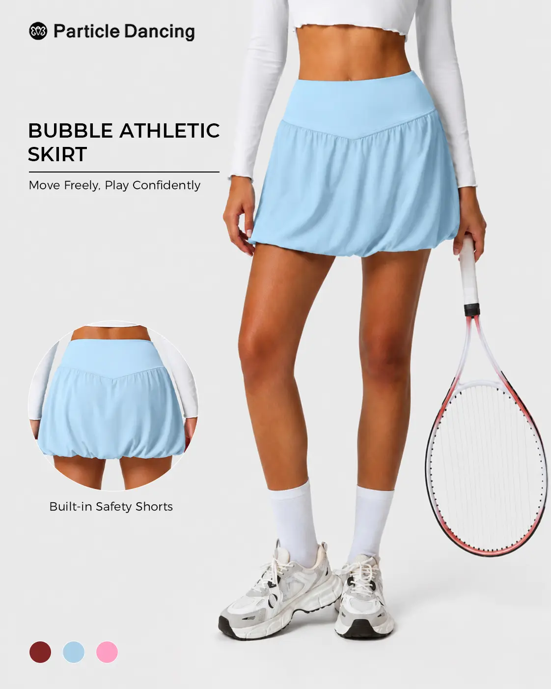 Women’s High Waist Bubble Tennis Skirt, Lightweight Activewear Skort with Flowy Hem, Soft Stretch Athletic Skirt for Tenniscore, Pilates, Golf, Yoga & Everyday Wear