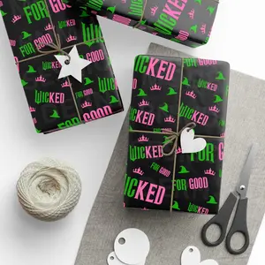 For Good Wicked Gift Wrap Roll, Birthday Holiday Wrapping Paper - Glam Green Gift Wrap for Christmas & Birthday Presents - Christmas Holiday Paper - Gift For Her - Wrapping For Every Seasons
