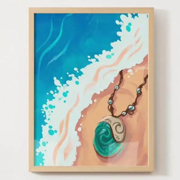 Moana 2 Modern Princess Poster & Necklace Set - Minimalistic Wall Art Print