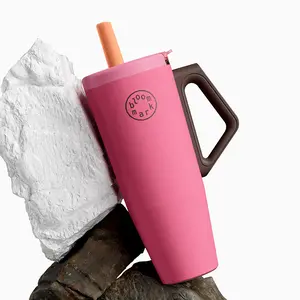 BLOOMMARK Large-Capacity Insulated Flask 316L Stainless Steel Car Cup with Straw 1100ML Extra-Large Water Bottle for Cold Retention Drinkware Tumbler Bottled Pilates