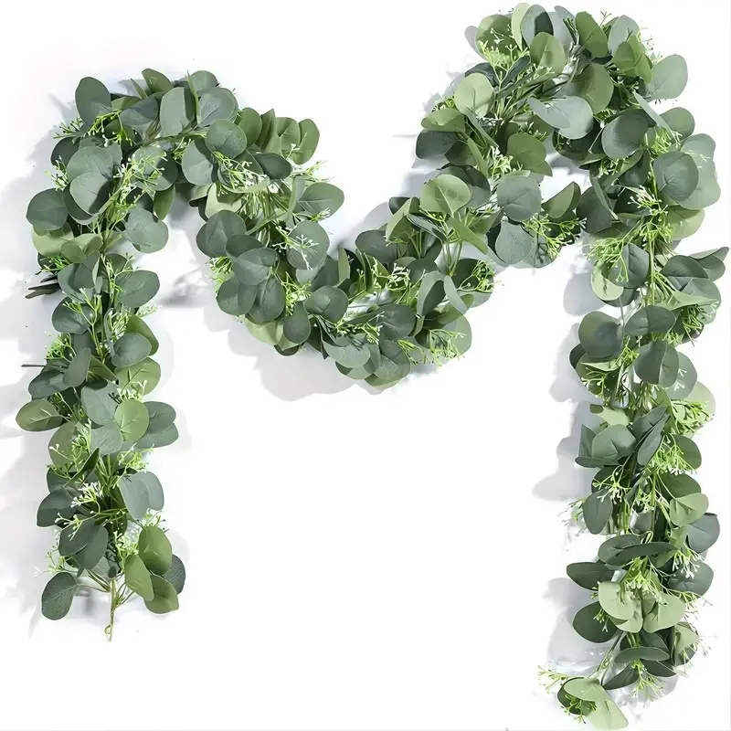 4-Piece Decorative Eucalyptus Decoration Set - Faux Floral Arrangement, 26ft Durable Eucalyptus Vines, Easy-Install Plant Decor for Home Fireplace, Wedding Backdrop, Floral Decor, Eucalyptus Vines Artificial Plants