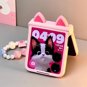 Japan Korean Cute Pink Candy Bracelet Hinge Protective Case For Samsung Z Flip 6/5/4/3 For Motorola Razr 60 40 50 Ultra Cover