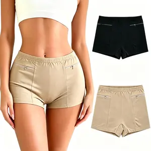 Pure Cotton Women's Travel Underwear with Large Pockets & Double Zippers, Anti Exposure Safe Pants for Daily Wear, Plus Size Panties with Security Pouch Breathable shorts everyday