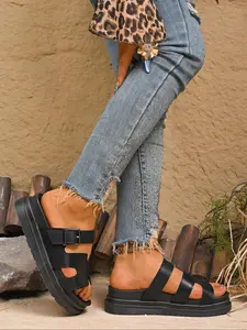 Women's Fashionable Plain Color Platform Sandals, Casual Comfortable Platform Sandals for Summer, Lightweight Breathable Shoes for Daily Wear, Girl