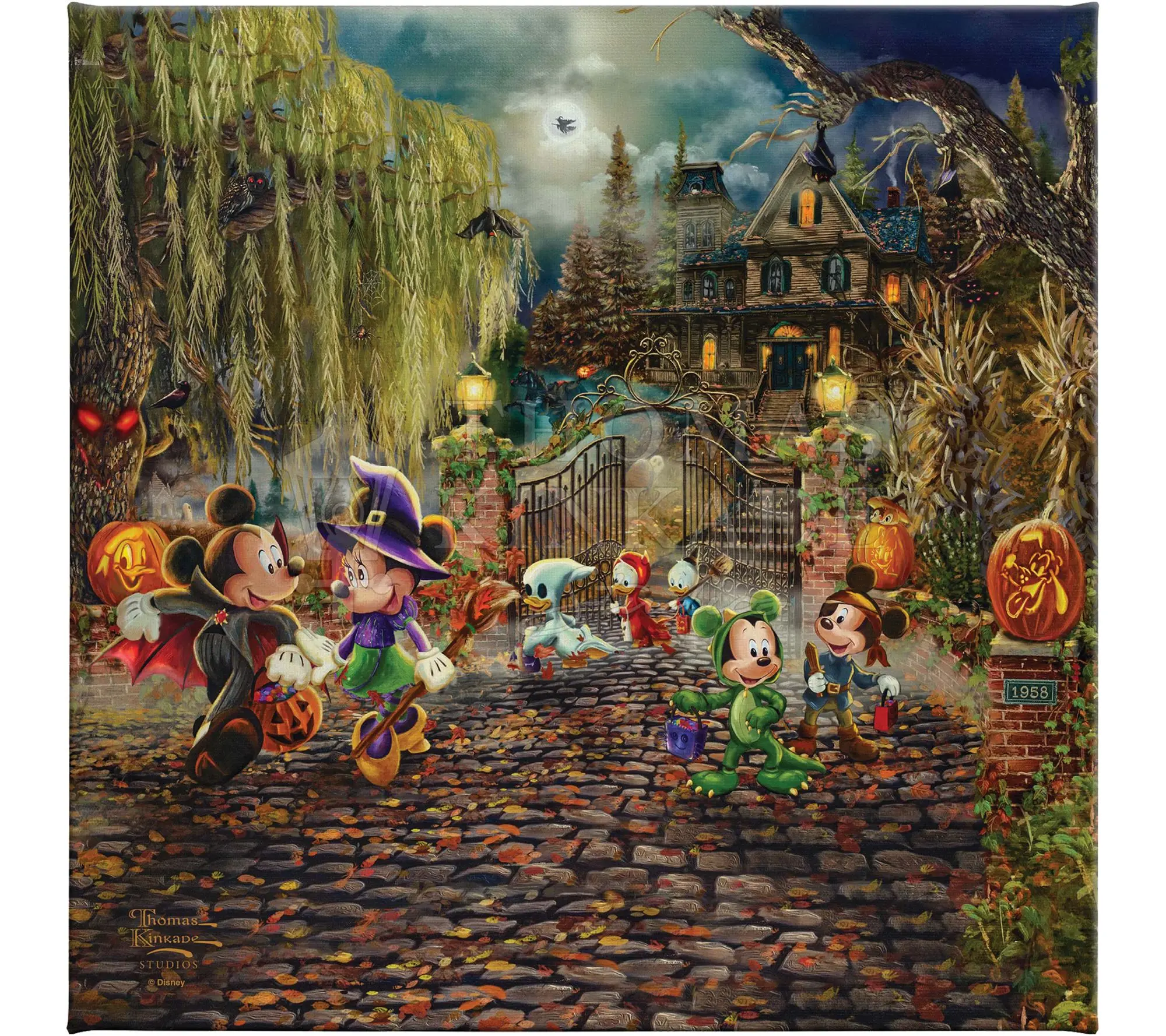 Thomas Kinkade Mickey & Minnie Halloween Fun 14x14Gallery Wrap