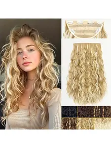 Style Wave Hair Extensions, Synthetic Curly Hair, Synthetic Wavy Hair, U-Shaped 6 Clips High Temperature Fiber Natural Invisible Corn Husk False Hair Pieces Synthetic Hairpieces