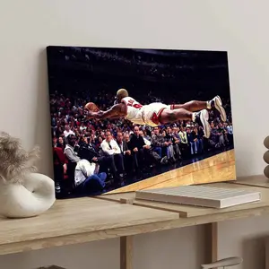 1Count Wooden Frame Canvas, Classic Basketball Slam Dunk Poster, Exquisite Poster, Fashion Living Room Decoration, Modern Art, Bedroom Poster, High Definition Home Poster, Ideal Gift, Waterproof, Printing, Art