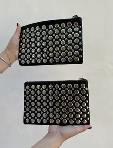 Mimi Studded Leather Clutch - Coin Purse - Zipper Closure - Handmade - Clutch bag