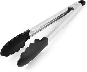 KitchenAid Silicone Tipped Stainless Steel Tongs, 12 Inch, Black