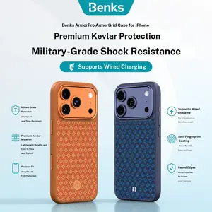BENKS ArmorGrid ArmorPro Kevlar Aramid Fiber Case for iPhone 17 Pro Max with Camera Control Button, [Compatible with Magsafe] Military Grade Protective Case Built with Dupont Kevlar Aramid Fiber
