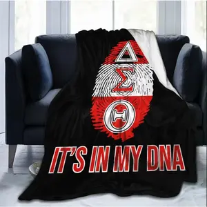 Delta Sigma Theta DST Sorority Blanket Ultra Soft Flannel Fleece Cozy Warm 3D Print Bedroom Couch Sofa Throw Bedding Tapestry Decor Decorative Throw Perfect Birthday Gift Christmas Gift for Sorority Members Viral Trending Greek Letter Aesthetic Style
