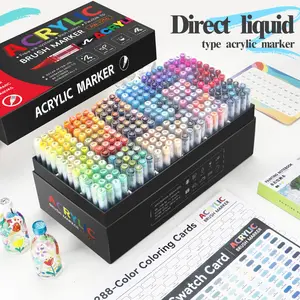 240/288 Colors Acrylic Markers Large Color System Acrylic Markers Double Headed Soft Brush Pen Tip for Painting Drawing CD DIY Stone Rock Wood Glass For Student Holiday Gift Art Supplies School Stationery Art Materials Coloring Materials Set