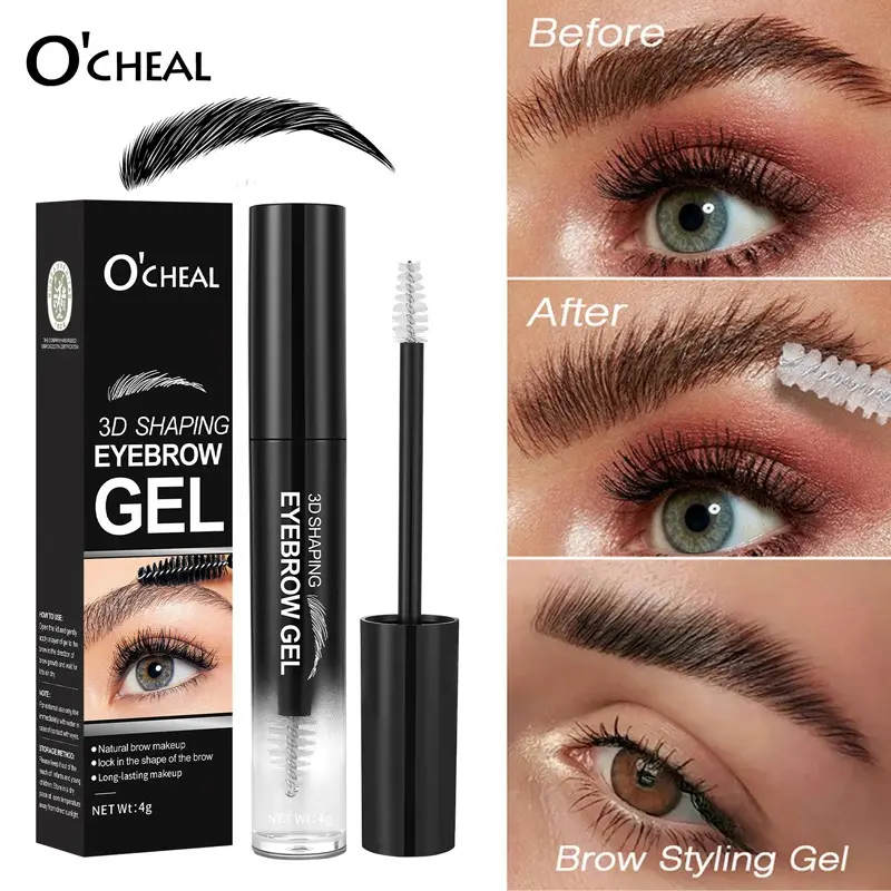 Transparent Eyebrow Gel, Brow Styling Gel, Natural Waterproof Long-Lasting Brow Shape Setting Jelly, with Brush Head 3D Stereo Brow Wax, Makeup Brow Cream, Eyebrow Makeup Products