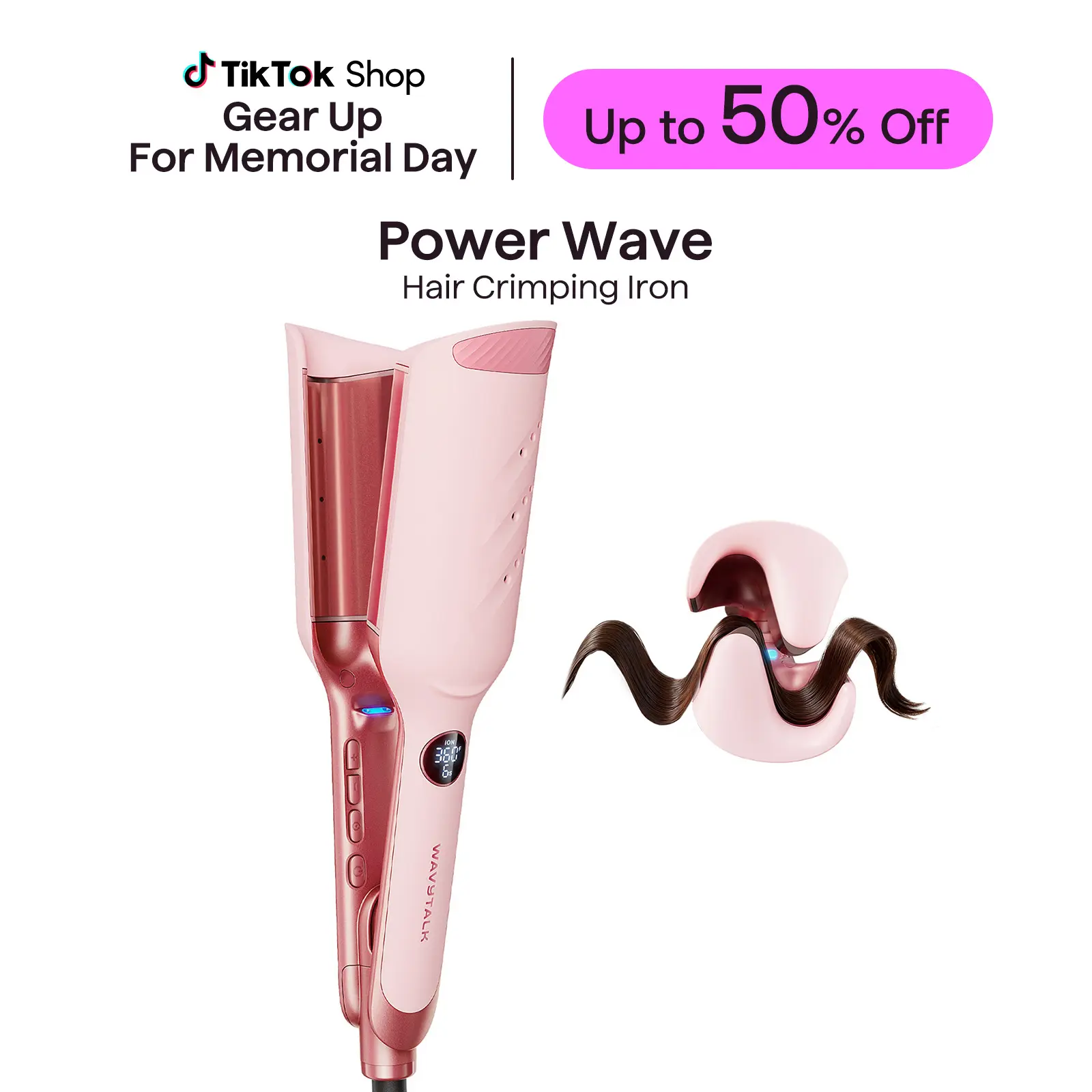 Wavytalk Power Wave Hair Crimper & Curling Wand for Beach Waves