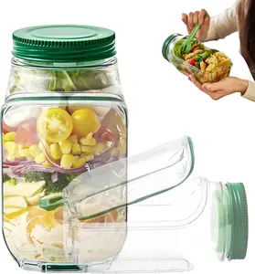 The Original Salad Pod,Salad Pod Jar Side Open Leakproof Dressing Compartment Portable Salad Container, Snack Box with Lid, Suitable   for Lunch, Meal Prep, Travel, Office, and Outdoor Use.