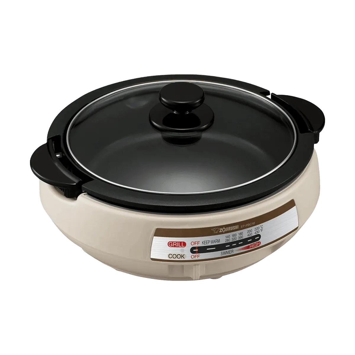 Zojirushi Electric Griddle Pan Hot Pot & Grill, Multi-Functional Non-Stick Electric Skillet, 1350W, Indoor BBQ Cooker, EP-PBC10 (Light Gray)