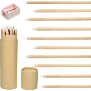10 count White Chalk Pencil Set Highlight Charcoal Pencil with Sharpener and Container for Drawing, Sketching, Blending, Beginners and Artists