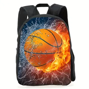 This basketball backpack is made of durable 600D Oxford cloth, decorated with a flame and water pattern, and features adjustable, breathable shoulder straps. Suitable for children, teenagers, and students traveling and participating in outdoor activities.