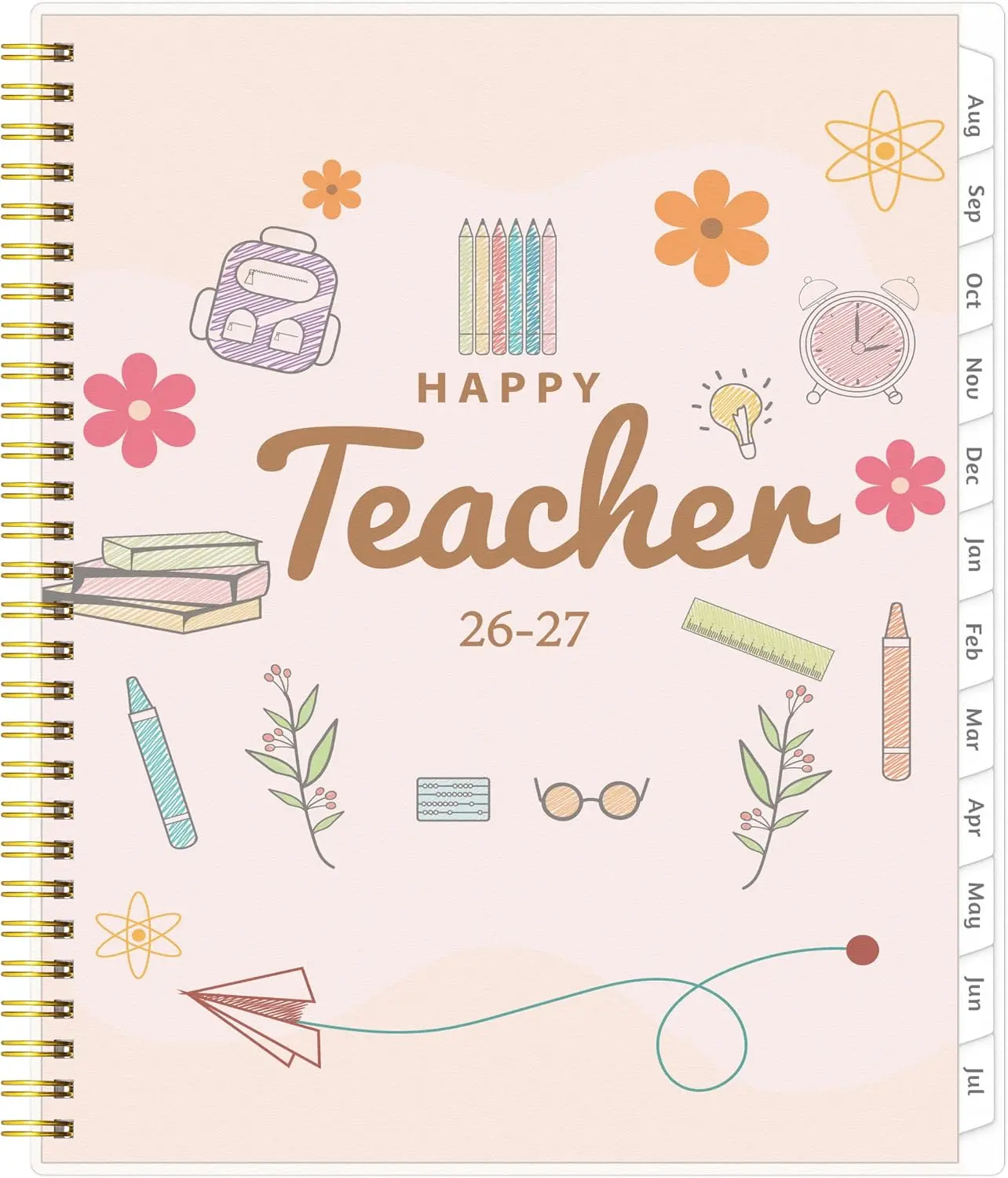 Teacher Planner 2026-2027, AUG. 2026 – JUL. 2027, Lesson Planner 2026-2027 Academic Year, with Tabs, Thick Paper, 2-Sided Pocket, 8’’ x 10’’ Daily Weekly and Monthly Calendar with 8 Periods