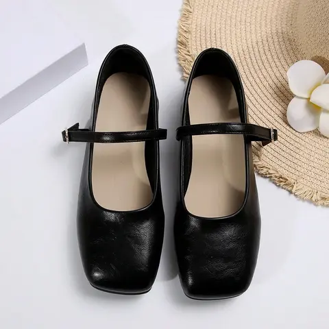 Womens Square Toe Ballet Flats Comfortable Shoes Dressy Casual Slip-On Ballerina Walking Flat Shoe Summer Vibes