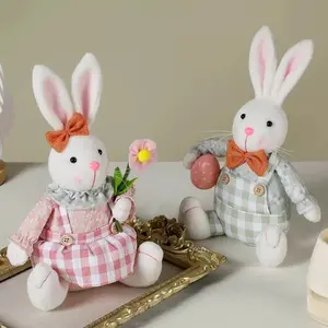 New Easter Gnome Dwarf Bunny Holding Carrot Sitting Figurine, Home Party Decoration, Adorable Ornament for Festive Decor, Collectible Figurines