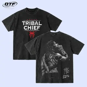 Roman Reigns Tribal Chief Wrestling 2 Sided Washed T-Shirt – Heavy Fabric Menswear Casual Classic, Oversized Cotton Graphic Tee, Vintage Streetwear, Gift for Fan