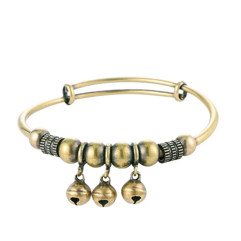 Women's Retro Geometric Bracelet, Antique Bronze BeadedJewelry with an Adjustable Fit and Luminescent BellPendant, Friendship Gift, Bracelets, Friendship Bracelets link girlteen woman celestial gothic boho  girlfriend bff stackable fashionable vintage