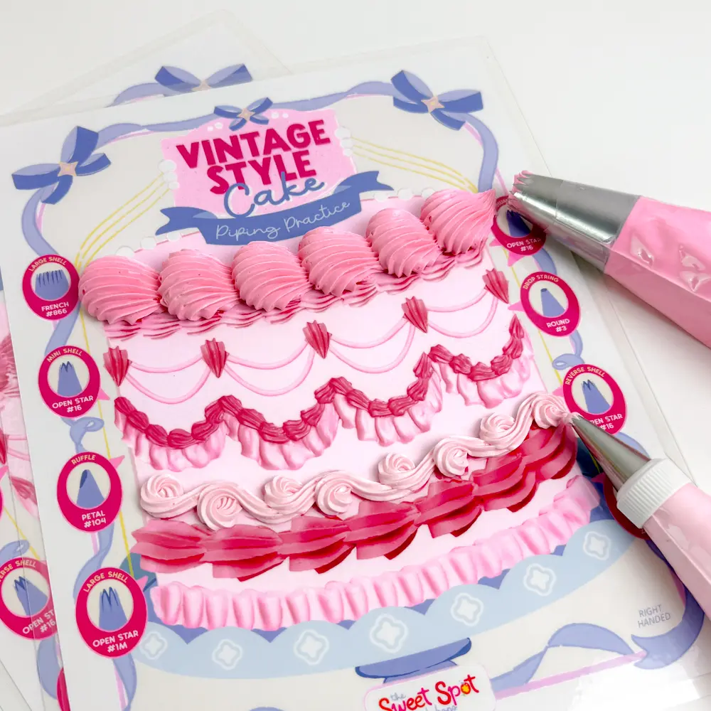 Vintage Cake Decorating Piping Practice Sheet Reusable Lambeth Style ...
