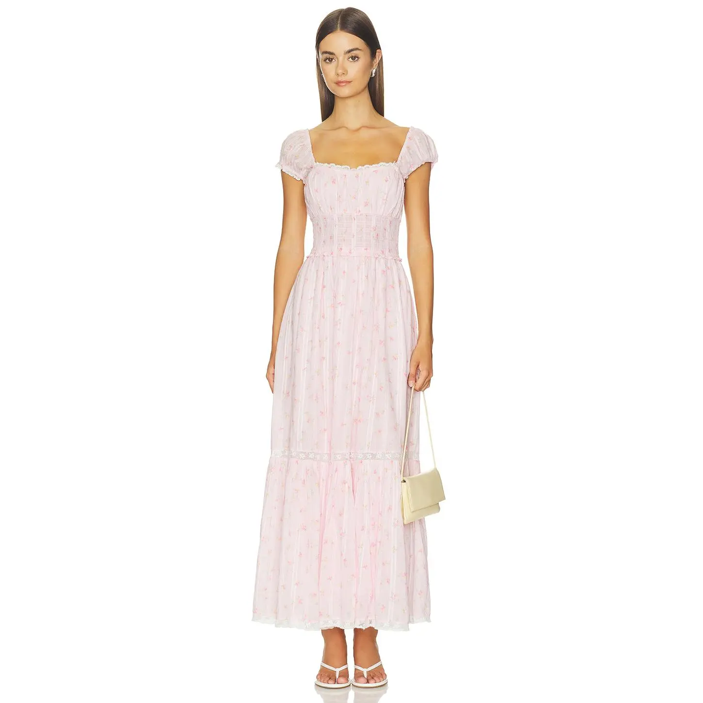 LoveShackFancy Lyssara Dress in Sweet Nectar