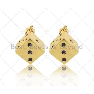 GOLD DICE MULTI COLOR STONES CZ PAVE CHARM