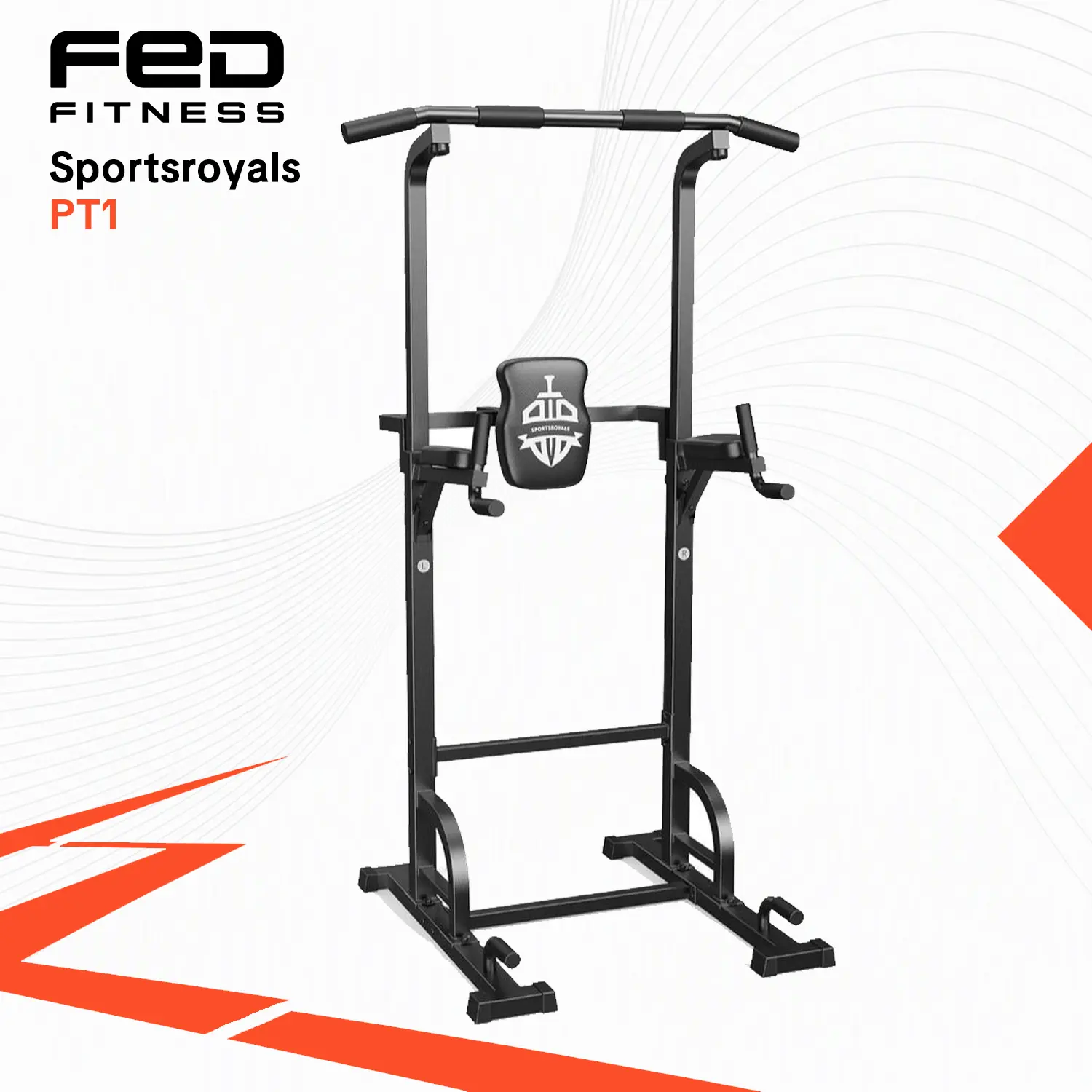FED Fitness Sportsroyals Series PT4 Power Tower Lifting Pull-Up Bar Station, 450LBS Stable Dip Station Home Gym Kit, Adjustable Workout Equipment for Whole Body Workout & Muscle Training Equipment