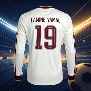 2026 Spain 19# Lamine Yamal Home Red and Away Beige Soccer Jersey 20# Pedri Long Sleeve and Short Sleeve Jersey