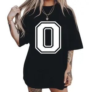 Casual Letter O Alphabet Initial Varsity Monogram Tee
